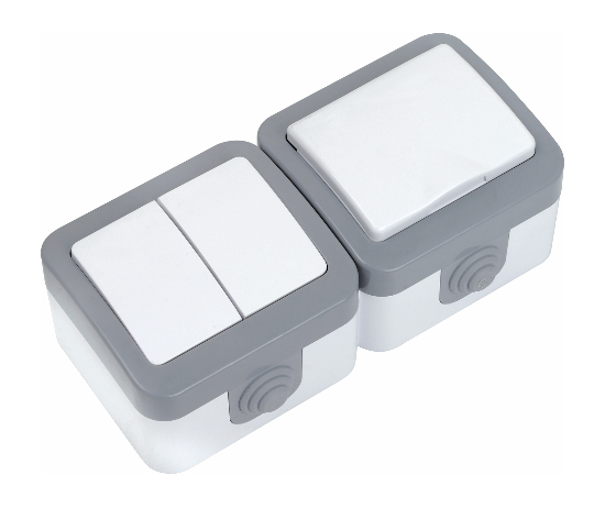 Double  One Way Switch +Socket Outlet With Protection Cover