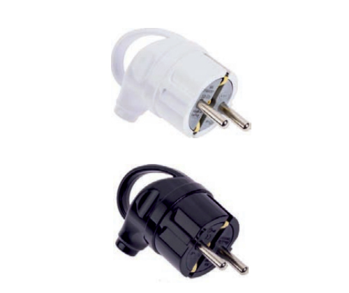  L Type Earthed Male Plug With Handle (White, Black)