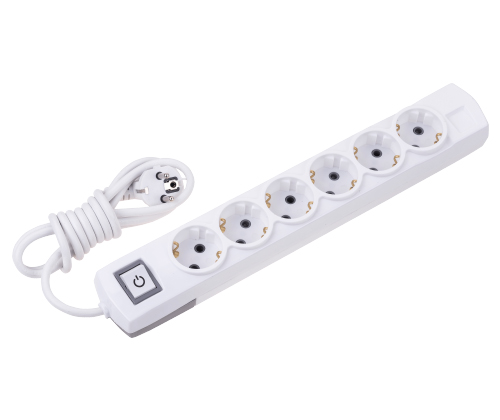 6 Gang Earthed Group Socket + 3m Cable + Switch
