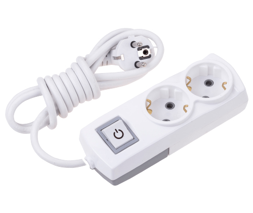 2 Gang Earthed Group Socket +2m Cable + Switch