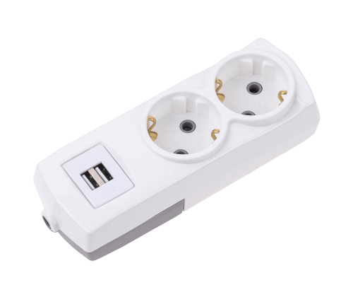 2 Gang Earthed Group Socket + 3m Cable + USB