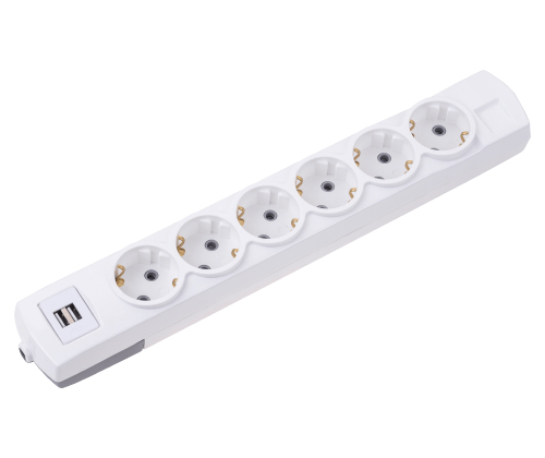 6 Gang Earthed Group Socket + 3m Cable + USB